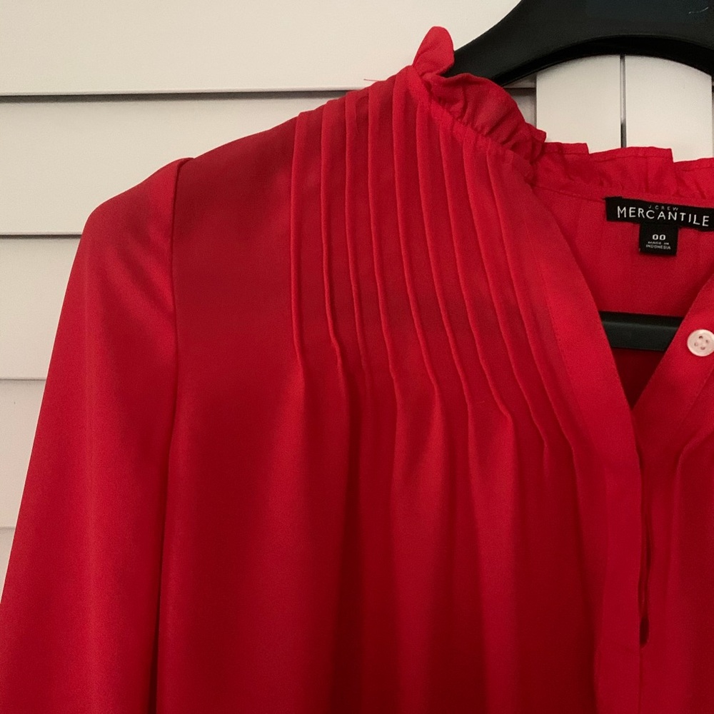 J. Crew Mercantile Ruffled Pintuck Popover Blouse - Picture 5 of 10